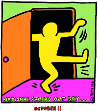 Keith Haring's National Coming Out Day Logo, which was donated to the HRC.