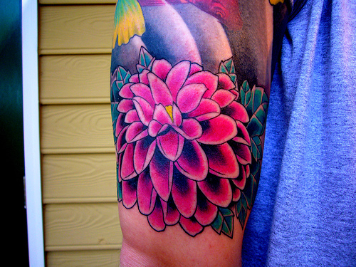 Here she is, my new flower tattoo: This is just more work on my 1/2 sleeve.
